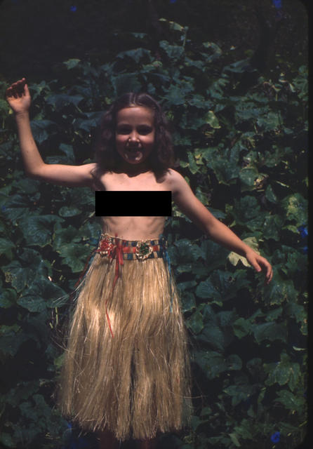 Ruth and a grass skirt